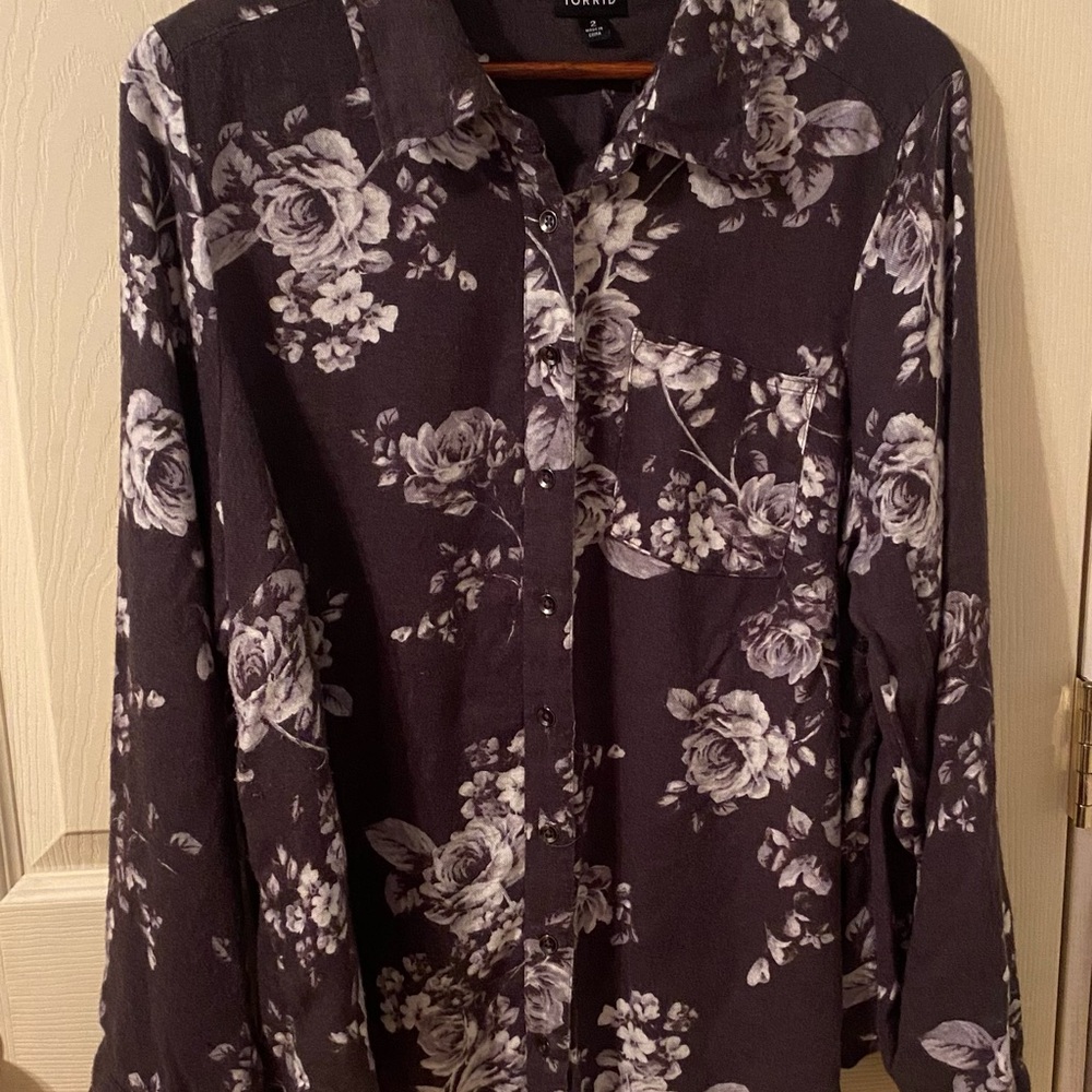 Torrid Relaxed Fit Brushed Rayon Button-Up Shirt